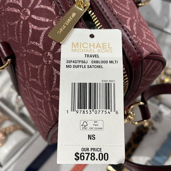 MICHAEL KORS JST TRAVEL MEDIUM DUFFLE SATCHEL SHOULDER CROSSBODY BAG MK OXBLOOD - Picture 12 of 16